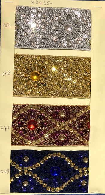 Luxe geweven band 65mm (9,15m), Goud met parels